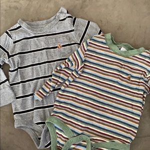 Baby Gap 6-12 Month Striped Long Sleeve Onesies.